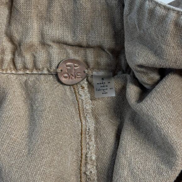 Free People One Penny Tie Waist Short SZ 8 Womens Tan Boho Comfort 100% Cotton - Picture 5 of 8